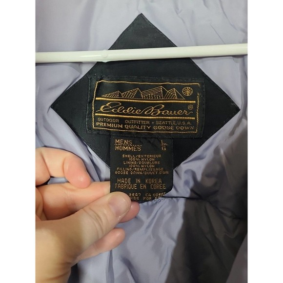 Vintage 90s Eddie Bauer Blue Full Zip Goose Down Insulated Jacket Mens SZ Large - Picture 4 of 5